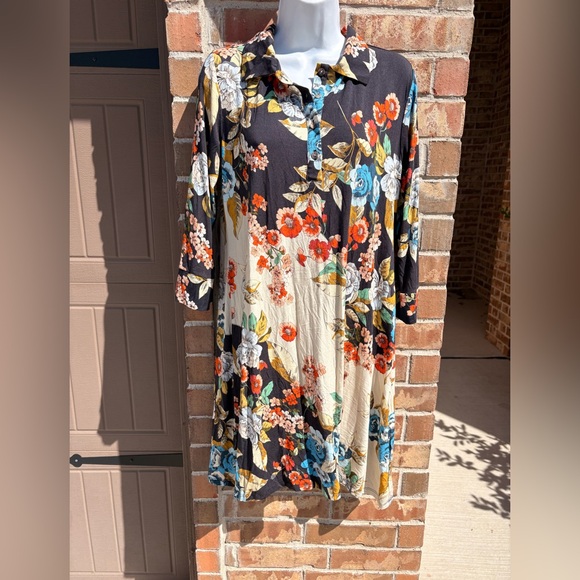 Johnny Was Floral Emma Rose Polo Tunic Dress Size Medium - Picture 6 of 11